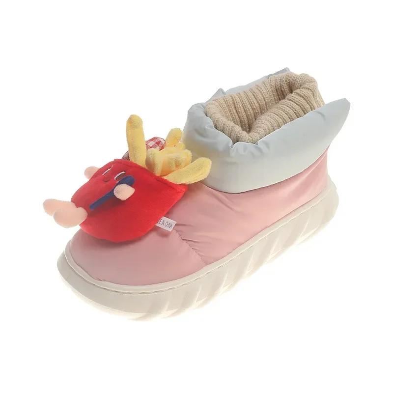 Fashion Hamburg Fries Women Snowy Boots New  Winter Korean Edition Plush Thermal Comfort Cotton Shoes Outdoor Flat Casual Soft Shoes