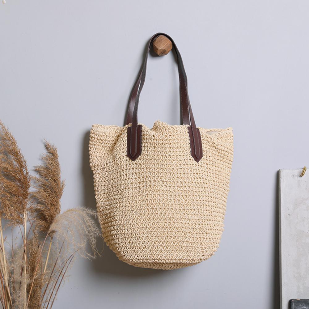 Women'S Handbag Fashionable Simple Retro Straw Bag Summer Beach Bag Leisure Storage Shopping Bag