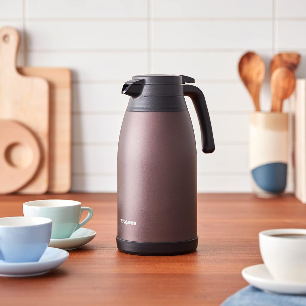 Zojirushi Thermos Edelstahl Weithals Edelstahl Vakuumisoliert Heiß- und Kaltkanne, 1,9 l, Tischmodell, (Ca.. 6,5 cm), Doppelwandige Flasche,