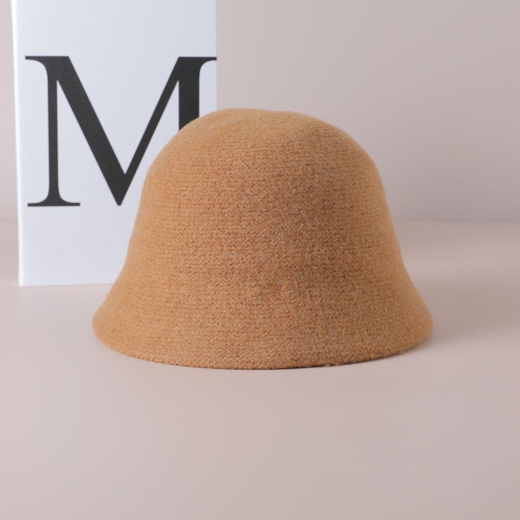 Autumn and winter wool bucket hat trendy versatile washbasin hat women's knitted double-sided foldable bucket hat