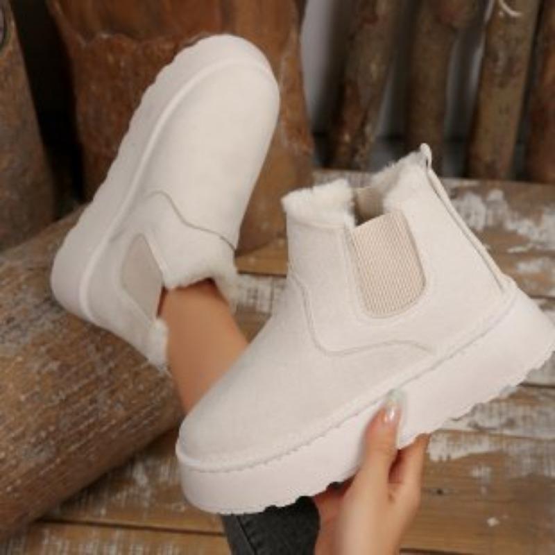 Women's Large Size Thickened Winter Warm Fur One Snow Boots Thickened Lined Ankle Boots Non-slip Hiking Sports Cotton Boots