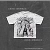 Summer men's European and American retro trend short-sleeved casual digital printing T-shirt top summer explosion