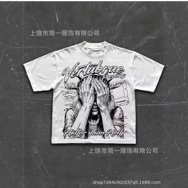 Summer men's European and American retro trend short-sleeved casual digital printing T-shirt top summer explosion