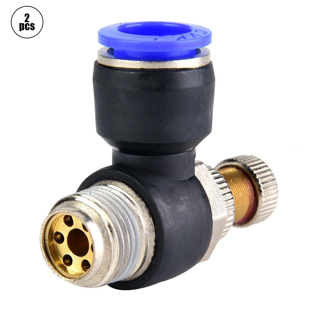 2pcs Tube Air Flow Speed Controller Pipe Pneumatic Fitting Regulator Valve(SL12 03)