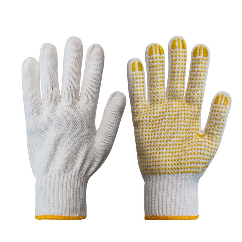 600g Protiskluzové pracovní rukavice z nylonové bavlny s tečkovaným úchopem