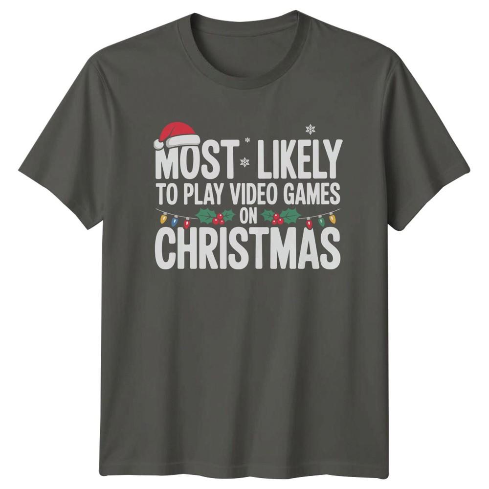 Most Likely To Play Video Games On Christmas Graphic Unisex TShirt S