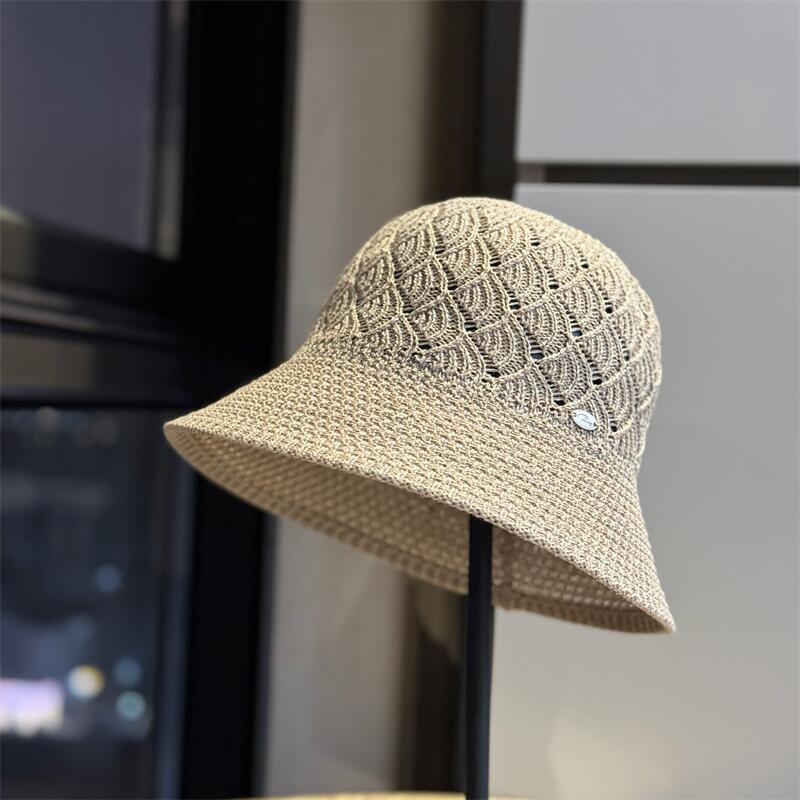 2026New solid color simple hollow breathable fisherman hat for women, summer casual versatile foldable bucket hat, sun hat