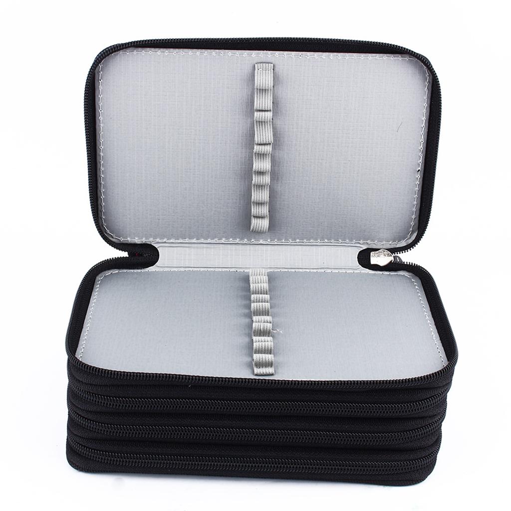 72 Inserting Super Large Capacity Multilayer Pencil Pen Bag Pouch Cosmetic Case Black