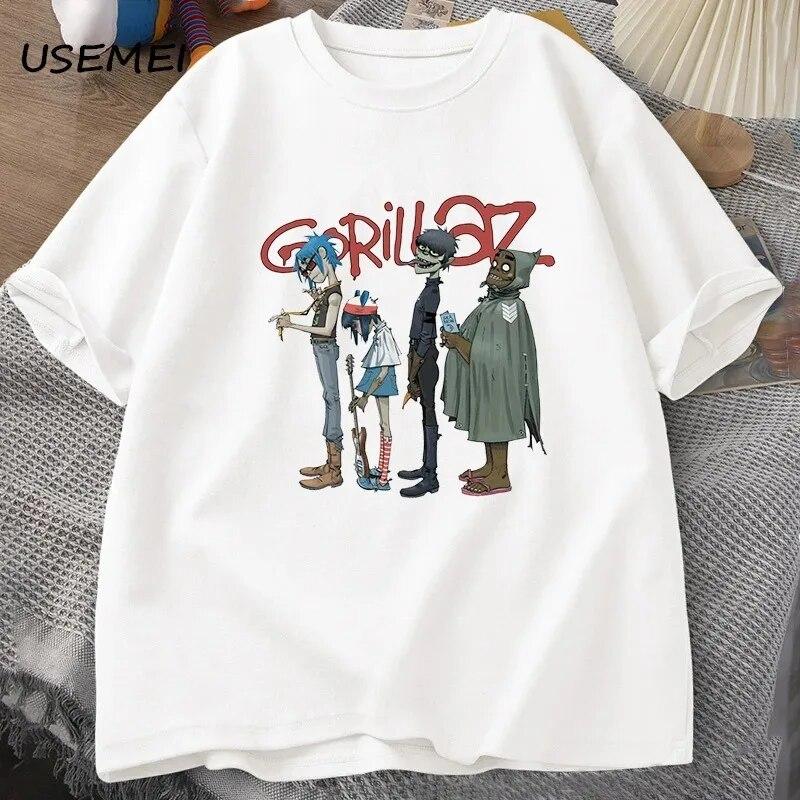 

Музыкальная группа Gorillaz PUNK ROCK Футболка унисекс женская летняя 90-х годов хлопковые футболки с круглым вырезом и короткими рукавами одежда винтажная футболка Y2K S