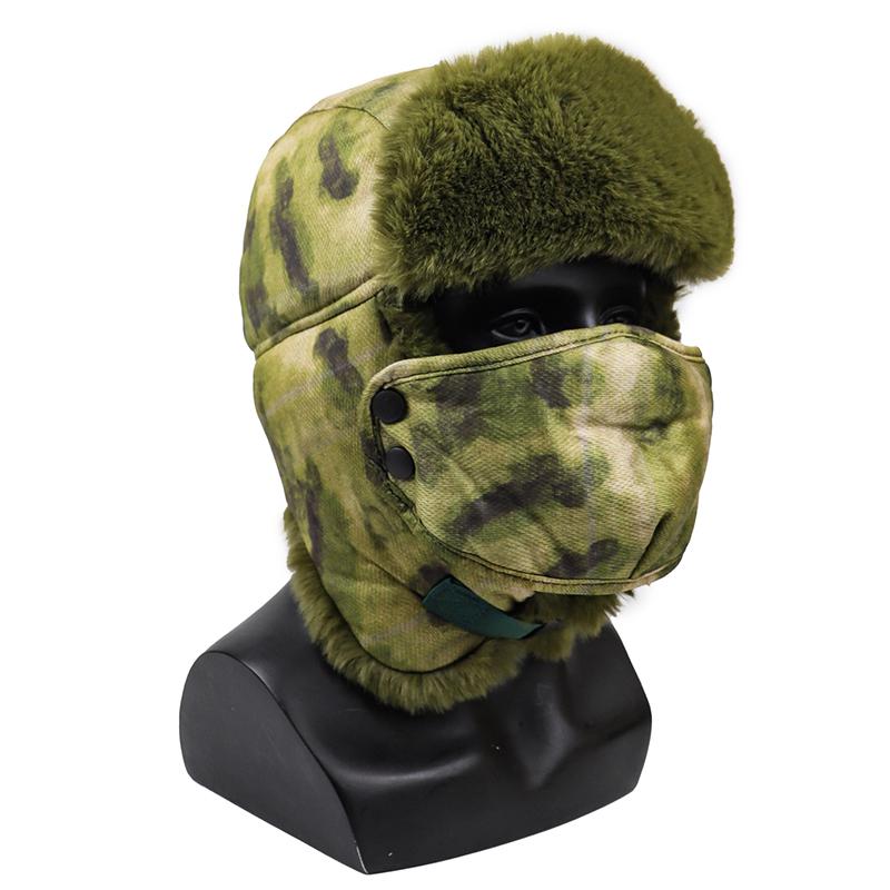 Unisex Winter Outdoor Plush Warm Lei Feng Hat With Earflaps Windproof Mask Camouflage Pilot Motorcycle Cycling Cap For Men Women