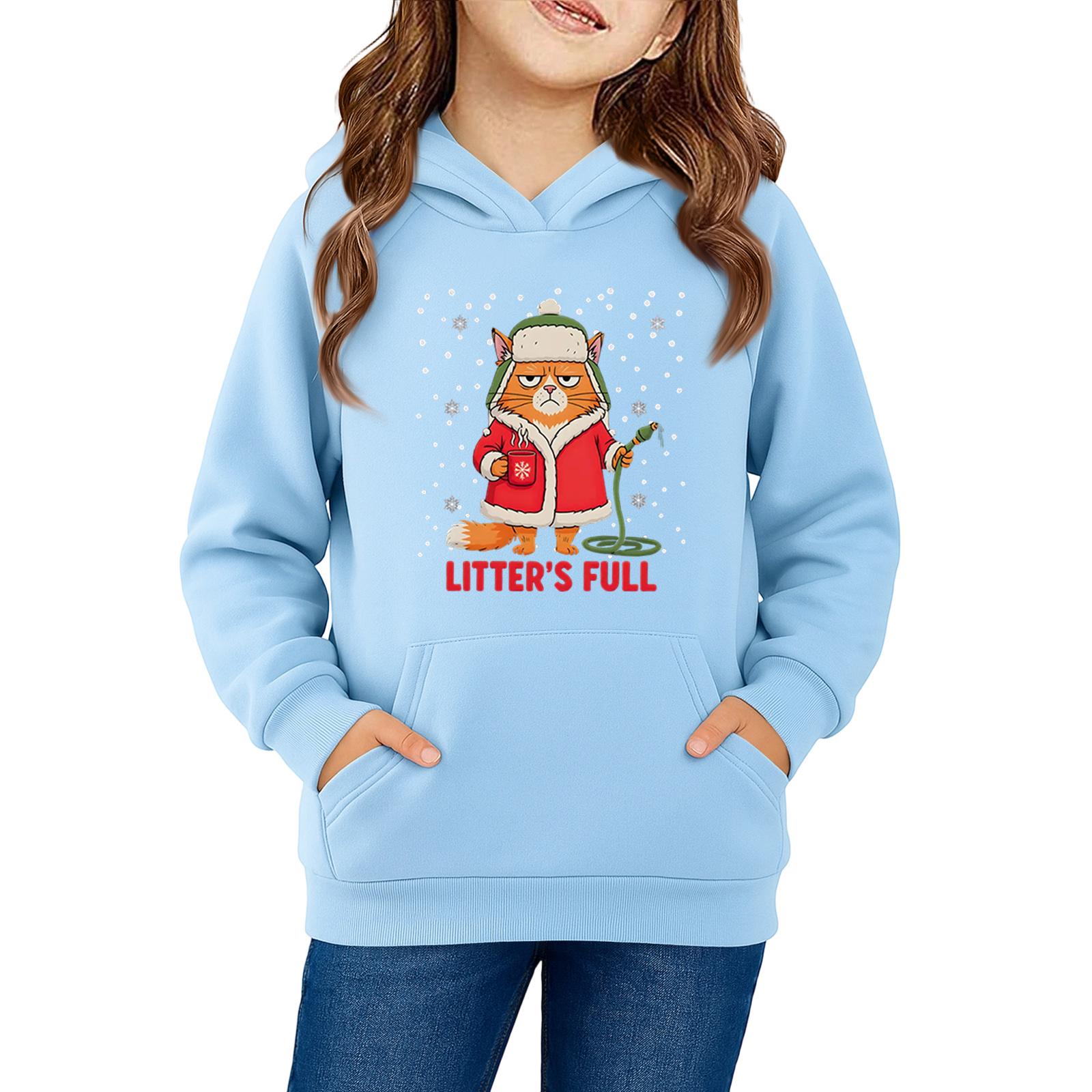 

Толстовки для девочек-подростков, толстовки с длинным рукавом, пуловер с завязками, симпатичная толстовка большого размера 110 синий