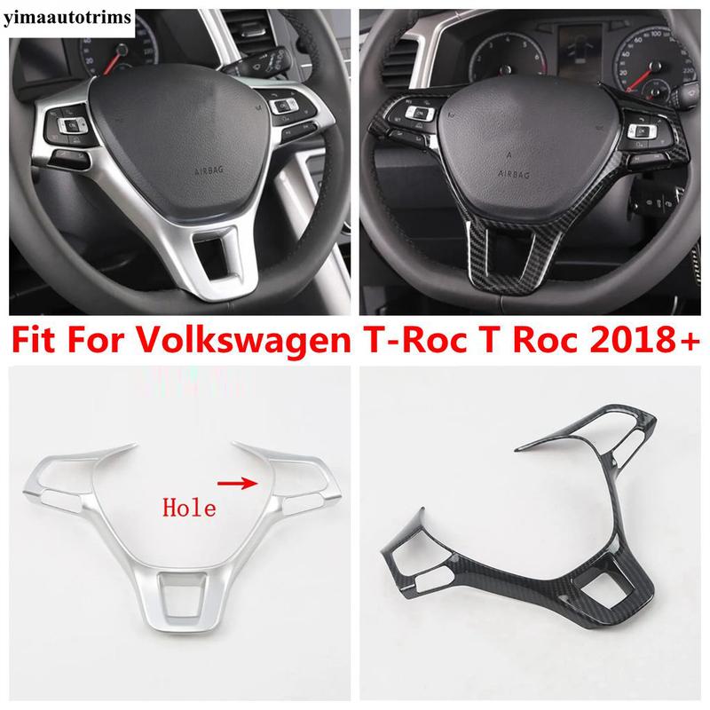 Steering Wheel Frame Decoration Cover Trim For Volkswagen T-Roc T Roc 2018 - 2025 Carbon Fiber / Matte ABS Accessories Interior