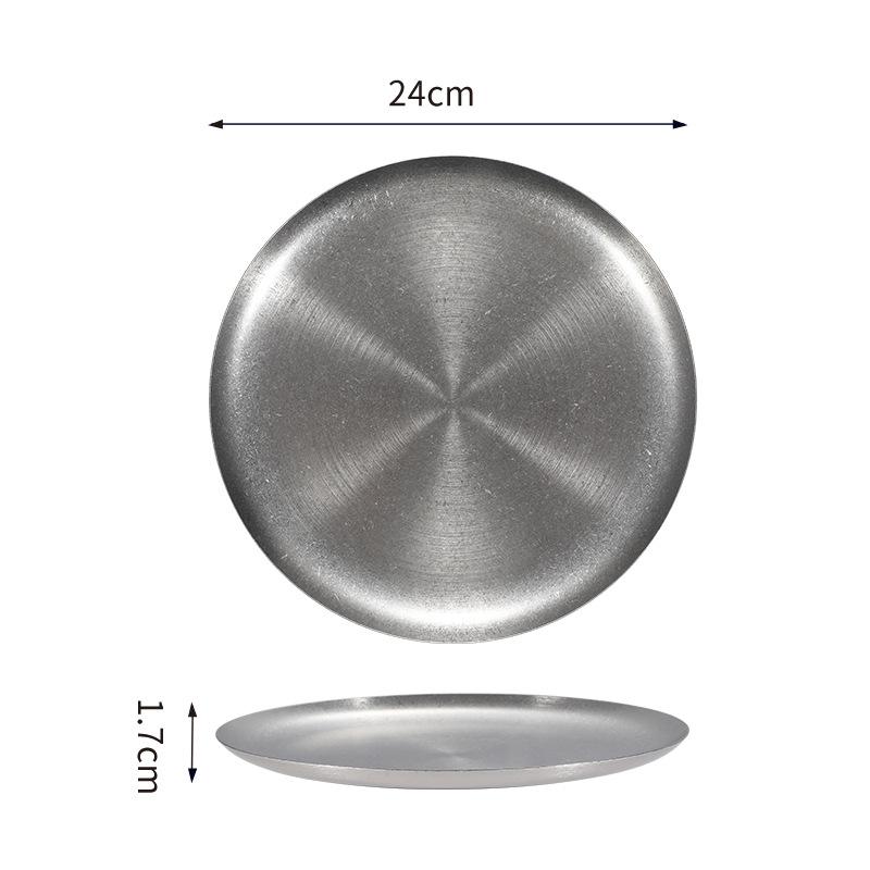 

Круглая плоская тарелка 23 см, плоская тарелка из нержавеющей стали 304, двойная тарелка, бытовая посуда, тарелка-чаша