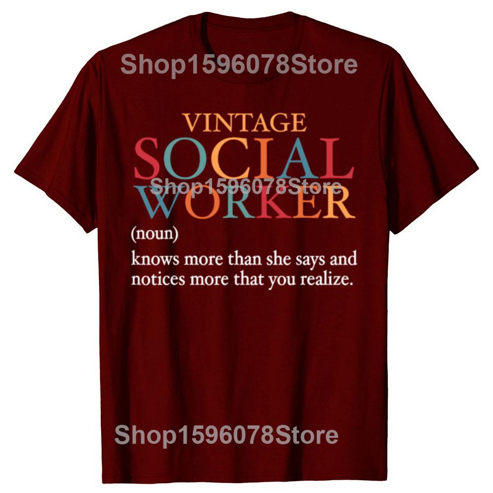 T-shirt Divertenti Definizione Assistente Sociale Vintage Uomo Donna Casual Cotone Umorismo Streetwear Maglietta Manica Corta Abbigliamento Unisex