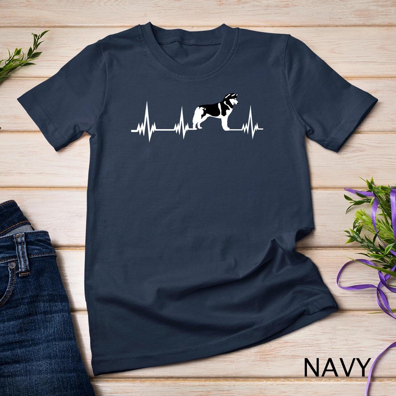 Heartbeat Siberian Husky Dog Shirt -Funny Dog Lover Gift Tee Unisex T-shirt S
