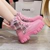 Trendy Pocket Bag Martin Boots Fleece Thick-Soled Round Head Short Fashion Boots