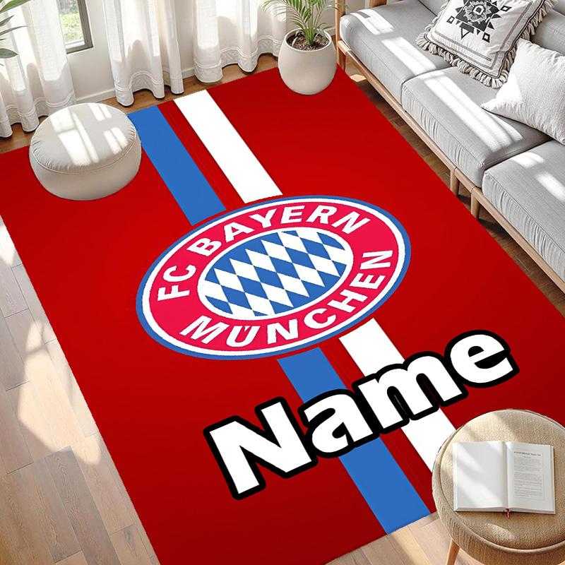 Custom Name Personalized FC Bayern Print Carpet, Versatile Home Decor Rug, for Playroom, Apartment, Balcony, Entryway, Hallway Gift