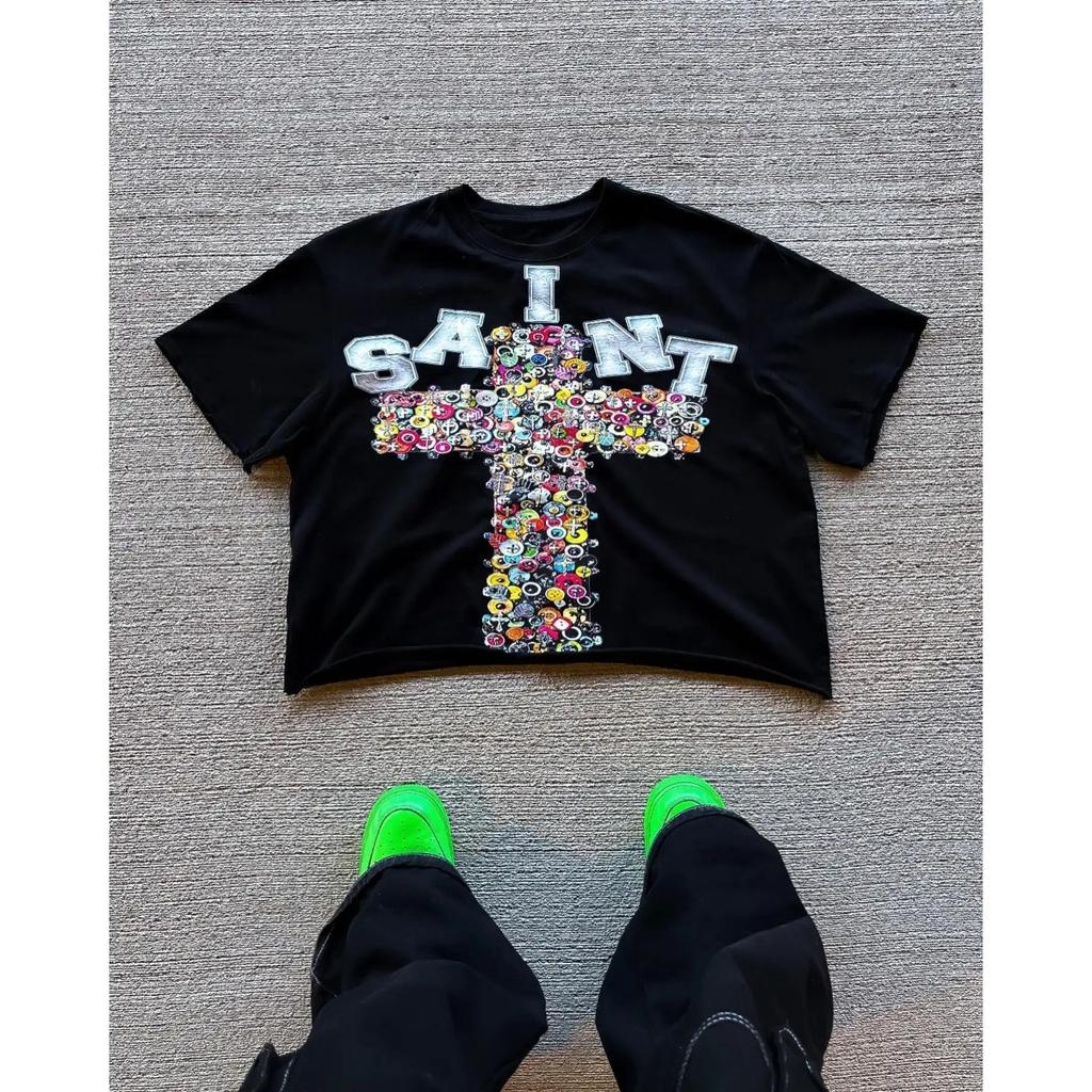 Harajuku Grafikdruck Übergroßes T-Shirt Goth Casual Baumwolle Kurzarm Tops