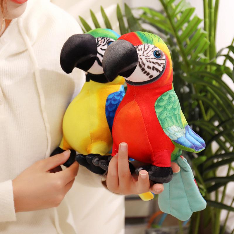 Simulated Parrot Plush Toy Doll Golden Macaw Doll Ornament Doll Children Cognitive Teaching Soothing Pillow Christmas Gift