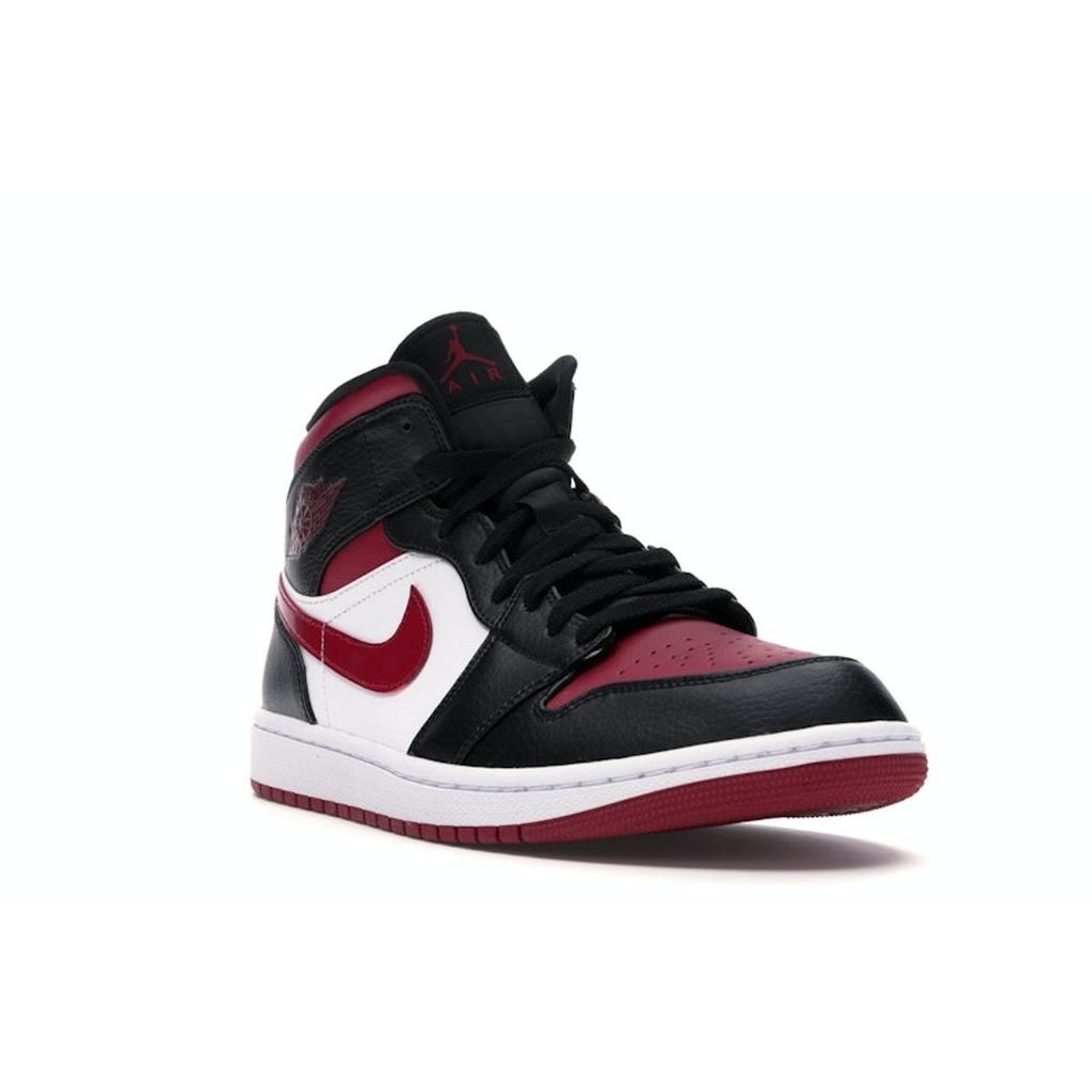 Air Jordan 1 Mid Noble Red Men Sneakers Black White 554724-066