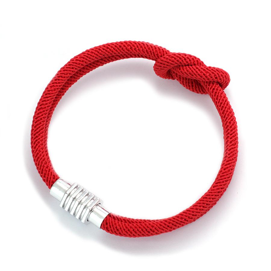 

Noter Stylish Concentric Knot Bracelet Men Women Valentine Day Braclet Grade A 4mm Cord Chain Braslet Magnet Buckle Pulsera Tela L 22.5cm 8.5Inch червоний