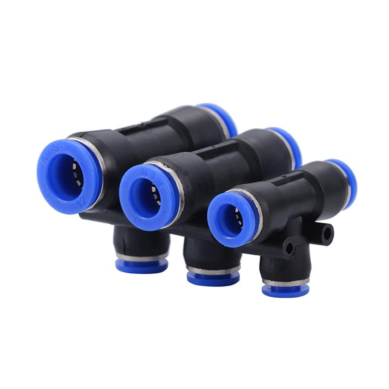 PE Air Connectors 4mm 6mm 8mm 10 12MM Pneumatic Fitting Quick Connect Slip Lock Tee 3Way Plastic Pipe Water Hose Tube Connector
