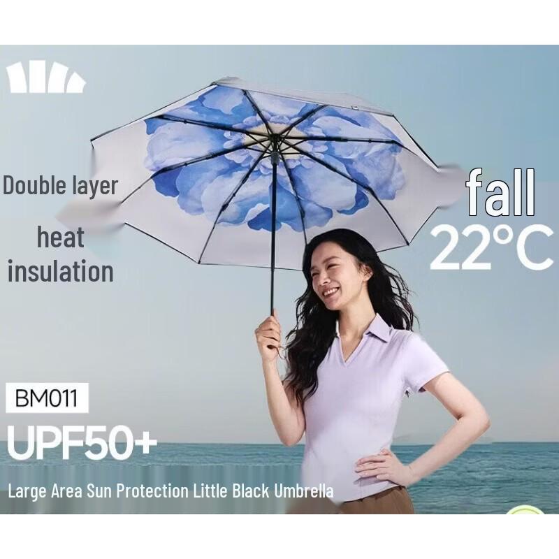 Beneunder UV Protection 3-Fold Double-Layer Sun/Rain Umbrella