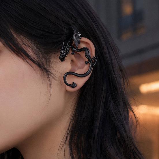 Retro Style Ear Cuff, Realistic Dragon Scale Design Ear Clip, Punk Style 3D Wings Claws Earring, Electroplated Ear Cuff for Daily Life Parties