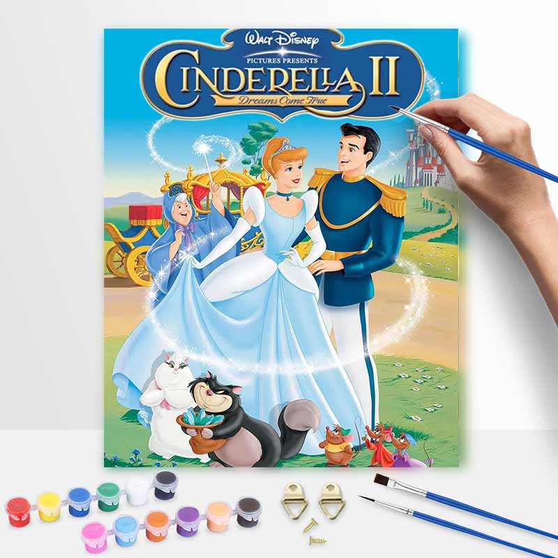 Disney oil painting handmade diy Cinderella and Prince Charming gifts home decorations 20x30cm