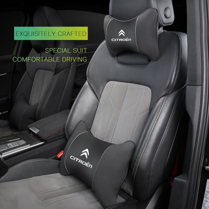 1Pcs Car Seat Headrest Auto Logo Neck Pillow For Citroen C4 C3 C2 C1 C5 DS3 Berlingo Xsara Grand Picasso Jumper Cactus Saxo