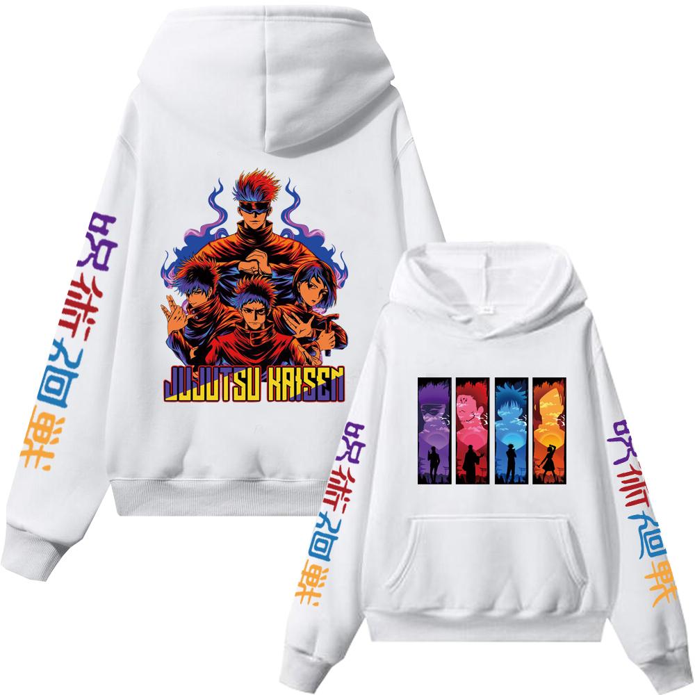 

2025 Anime Jujutsu Kaisen Print Graphic Hoodies Vintage Oversized Hooded Sweatshirt Long Sleeves Cotton Hoodie Men Women Clothes 3XL