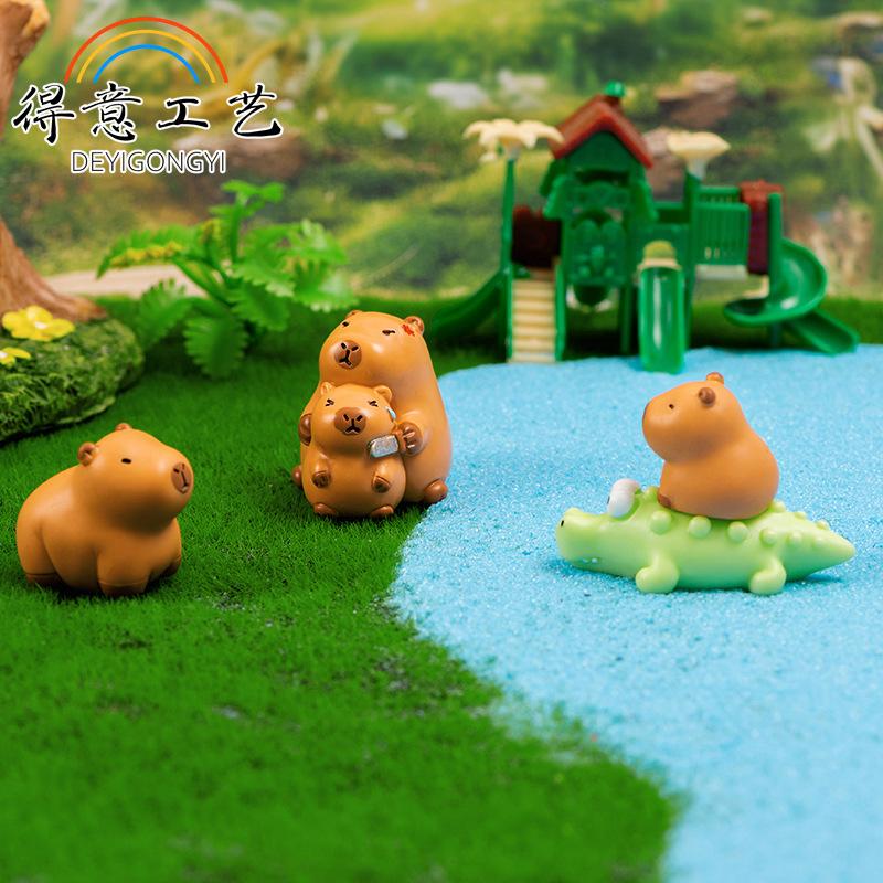 8pcs/Set Capybara Figurine Animals Model Mini Kapibare Action Figures Toy Home Decoration Kids Gift