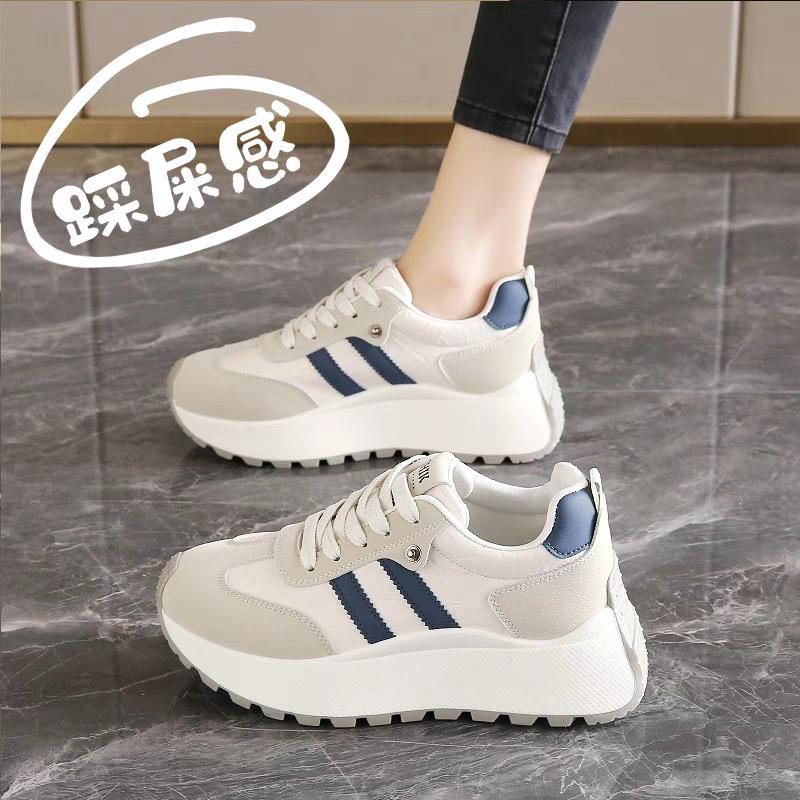 Stepping on shit sneakers women's four-season foot small waffle Forrest Gump shoes women's lightweight non-slip running platform dad shoes