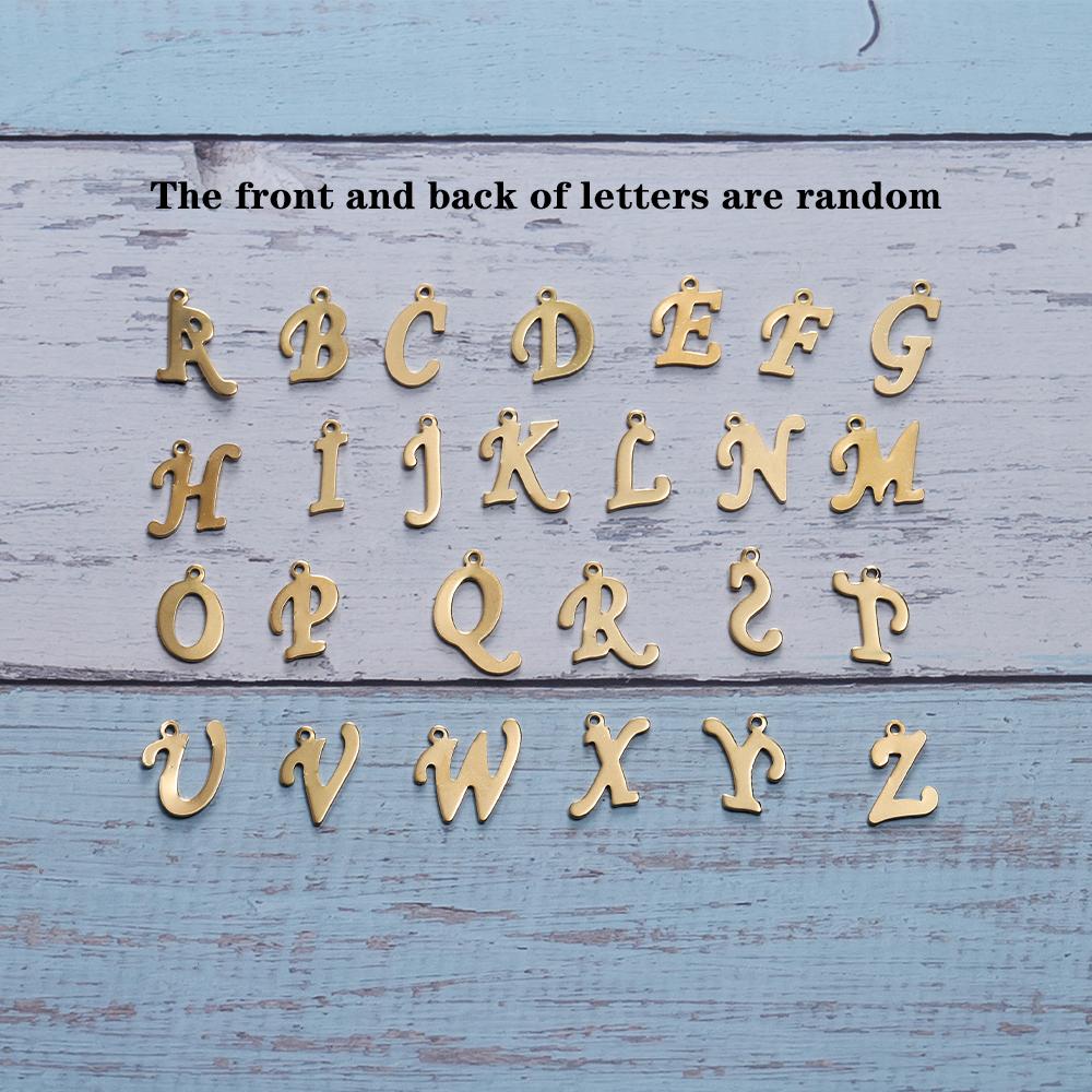 30Pcs Gold Color Stainless steel English Alphabet Letters Charms Pendants A-Z DIY Craft Bracelet Jewelry Making Accessories