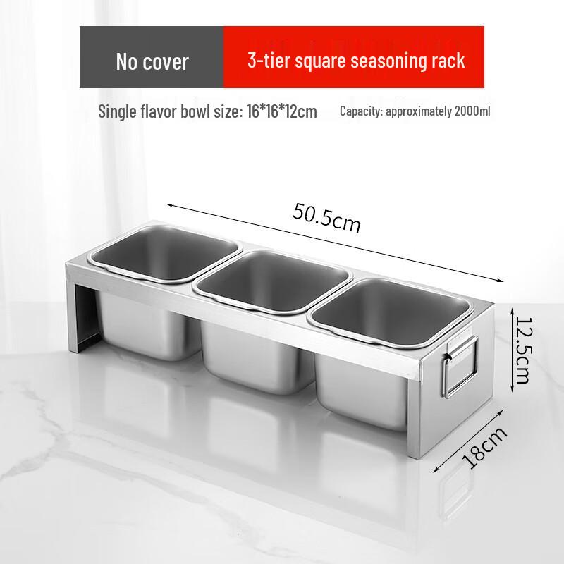 Stainless Steel Square Divided Prep Tray with Spoon