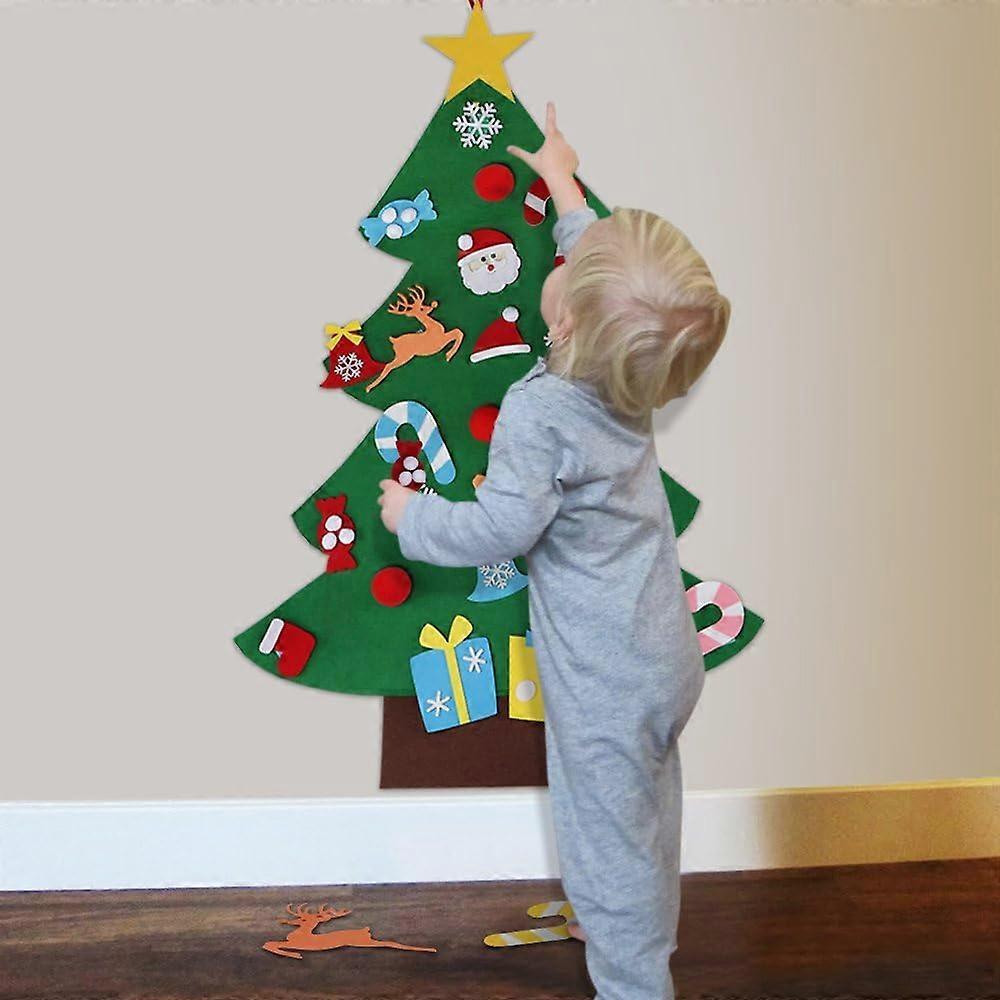 DIY-Weihnachtsbaum-Set aus Filz mit Kinderornamenten, Weihnachtsgeschenke, Tür- und Wanddekorationen für Neujahr