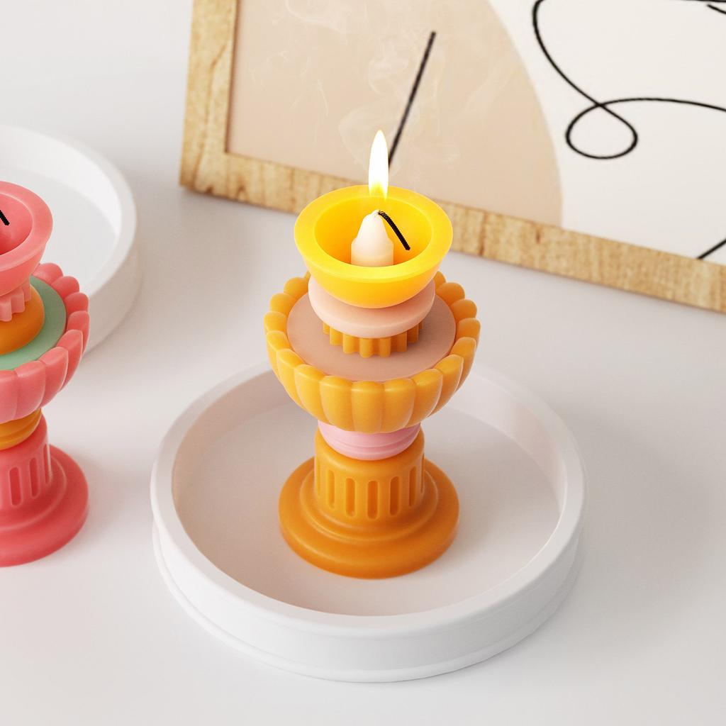 Silicone Candle Molds Crafting Molds Unique Candlestick Moulds Silicone Texture Perfect for Home Decors and Celebration