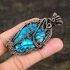 Natural Tibetan Turquoise Gemstone Copper Wire Wrap Gift Pendant 2.76 g6Q67