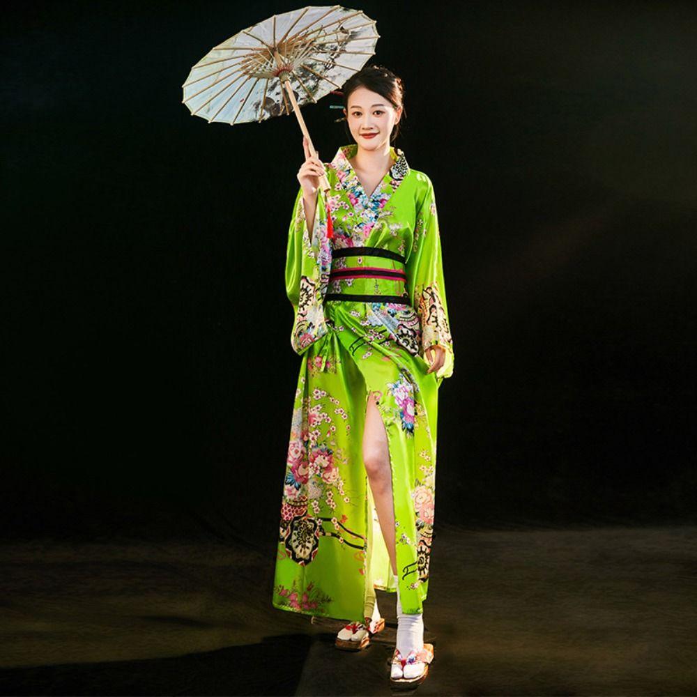 Cosplay Costume Sakura Girl  Kimono Dress Printed Floral Japanese Style Yukata Bathrobe  Geisha