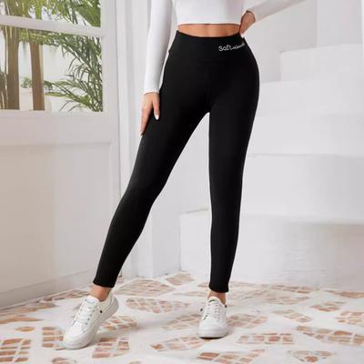 Women Leggings Elastic High Waist Embroidery Letter Print Yoga Pants Sporty Style Skinny Trousers Autumn Winter