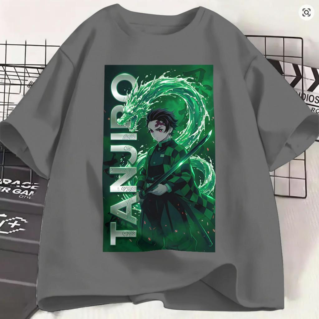 Kamado Tanjiro Tshirt Summer Demon Slayered Trendy Cool Tshirts Male 100 Cotton O Neck Plus Size Top Tees Short Sleeves