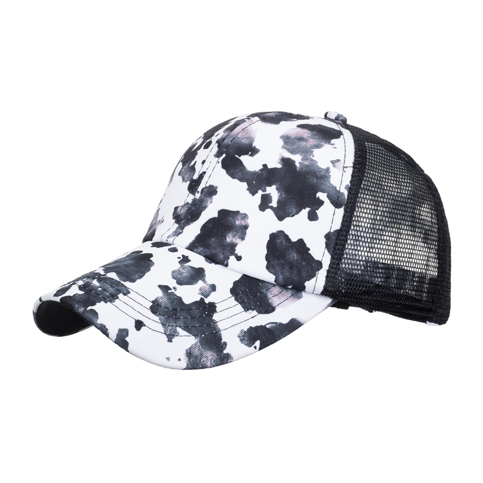 

European and American popular cap with ponytail braids baseball cap opening women s sunscreen breathable mesh cap чорний