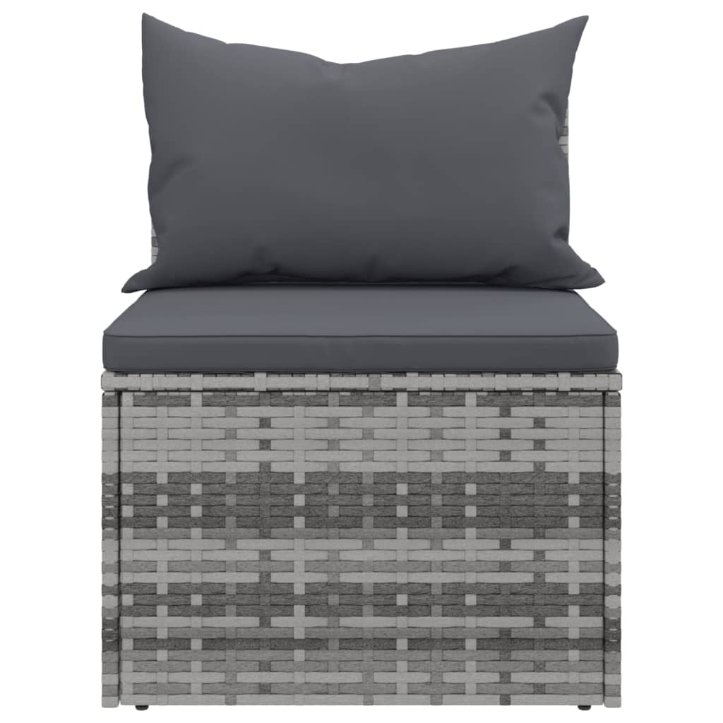 vidaXL Garden Corner Sofas with Cushions 2 Pcs. Grey Poly Rattan