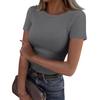 Ladies Slim Bottom T-shirt Fashion Casual Solid Colour Round Neck Pullover Short Sleeve Top