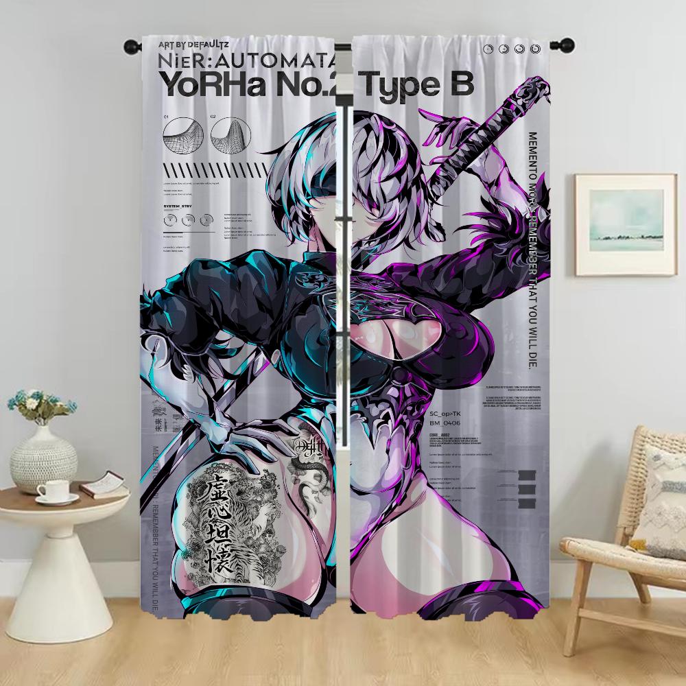 

Домашний интерьер Шторы для гостиной Хентай Хэллоуин украшения Перегородка затемняющие шторы Тюль для спальни Оттенки Кухня W107xH160cmx2pcs-CL