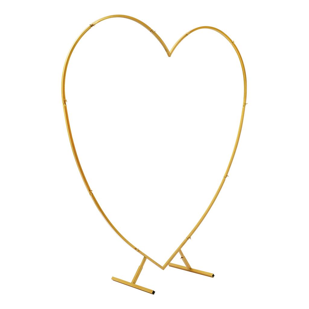 Gold Metal Wedding Heart Arch Stand, Heart Backdrop Stand, Love-Shaped Arch Rack Kit, Love Balloon Column Arch Frame with Base