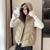 Women's winter hooded down cotton vest sleeveless cotton jacket vest warm loose casual cotton vest batch