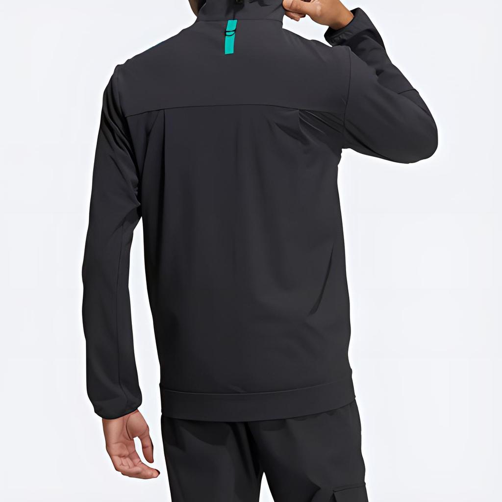 Adidas Logo Printed Stripe Single Row Zipper Jacket Men Jacket Black HE5238