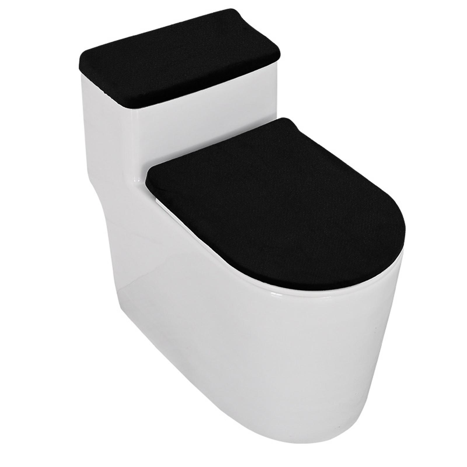 

Universal Stretching Toilet Covers and Toilet Tank Lid Cover Set Soft Plush Bathroom Closestool Seat Case чорний