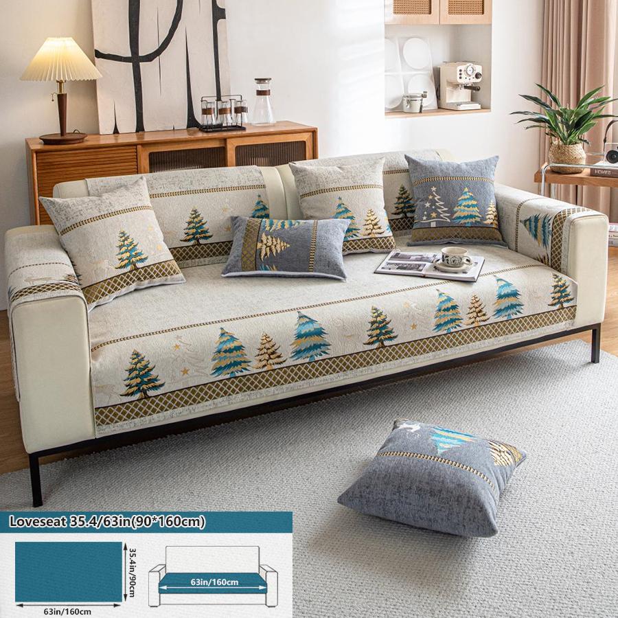 

Bohemian Chenille Sofa Slipcover, Couch Cover, Geometric Embroidery, Pet Dog Friendly, Thick Plush Cover, Furniture, 1Pc 70*70cm світло-сірого кольору